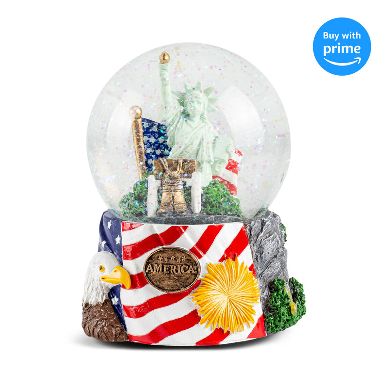 Front view of American History Liberty Musical Snow Globe