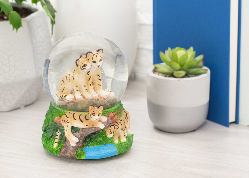 Endangered Clouded Leopard 100MM Water Globe Plays Tune Wave Only Just Begun