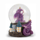 Purple Dragon with Orb on Castle Figurine 100MM Water Globe Plays Tune Impromptu