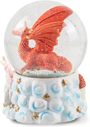 Red Dragon with Unicorn Figurine 100MM Water Globe Plays Tune Impromptu