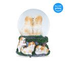 Playful White Tan Puppies Figurine 100mm Water Globe Plays Tune What a Wonderful World