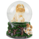 Playful White Tan Puppies Figurine 100mm Water Globe Plays Tune What a Wonderful World