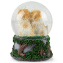 Playful White Tan Puppies Figurine 100mm Water Globe Plays Tune What a Wonderful World