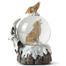 Howling Glitter Wolf with Babies Figurine 100MM Water Globe Plays Tune Born Free