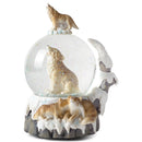 Howling Glitter Wolf with Babies Figurine 100MM Water Globe Plays Tune Born Free