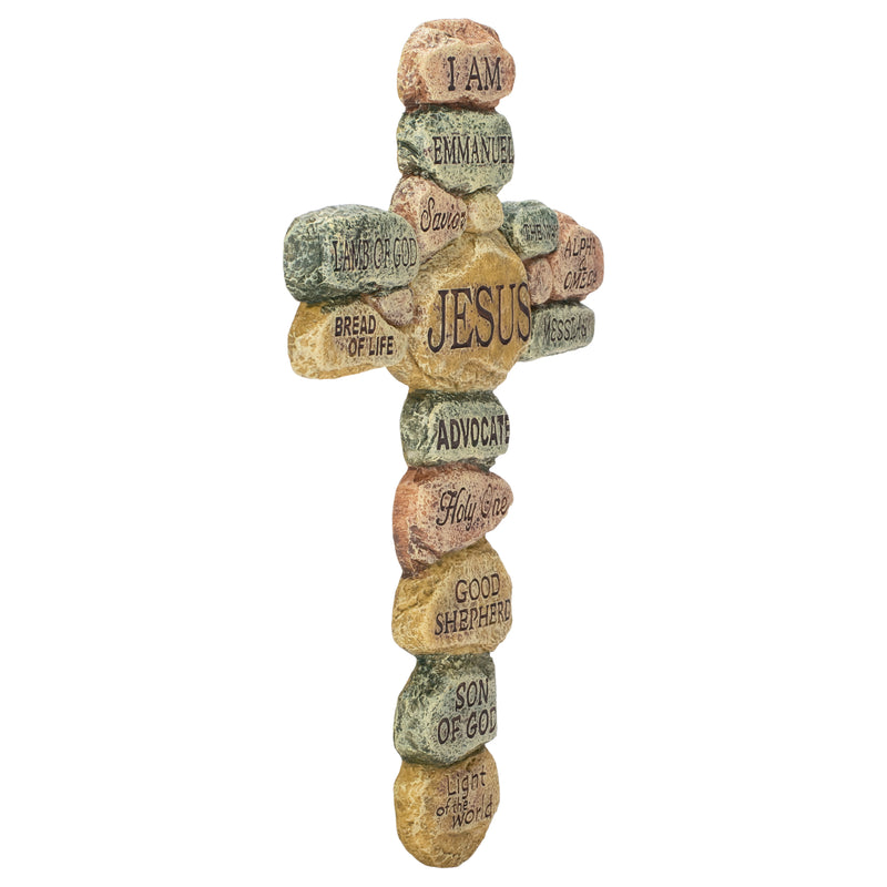 Dicksons Names of Jesus Christ Pebble 10 Inch Resin Decorative Hanging Wall Cross