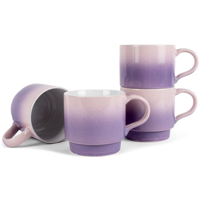 100 North Purple Ombre 13 ounce Ceramic Coffee Mugs Pack of 4