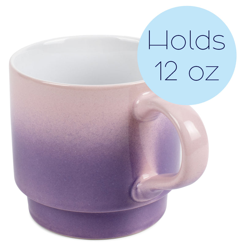 100 North Purple Ombre 13 ounce Ceramic Coffee Mugs Pack of 4