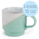 100 North Best Day Ever Green Diagonal 13 ounce Ceramic Coffee Mugs Pack of 4