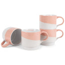 100 North Get It Girl Peach Diagonal 13 ounce Ceramic Coffee Mugs Pack of 4