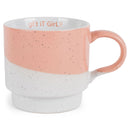 100 North Get It Girl Peach Diagonal 13 ounce Ceramic Coffee Mug