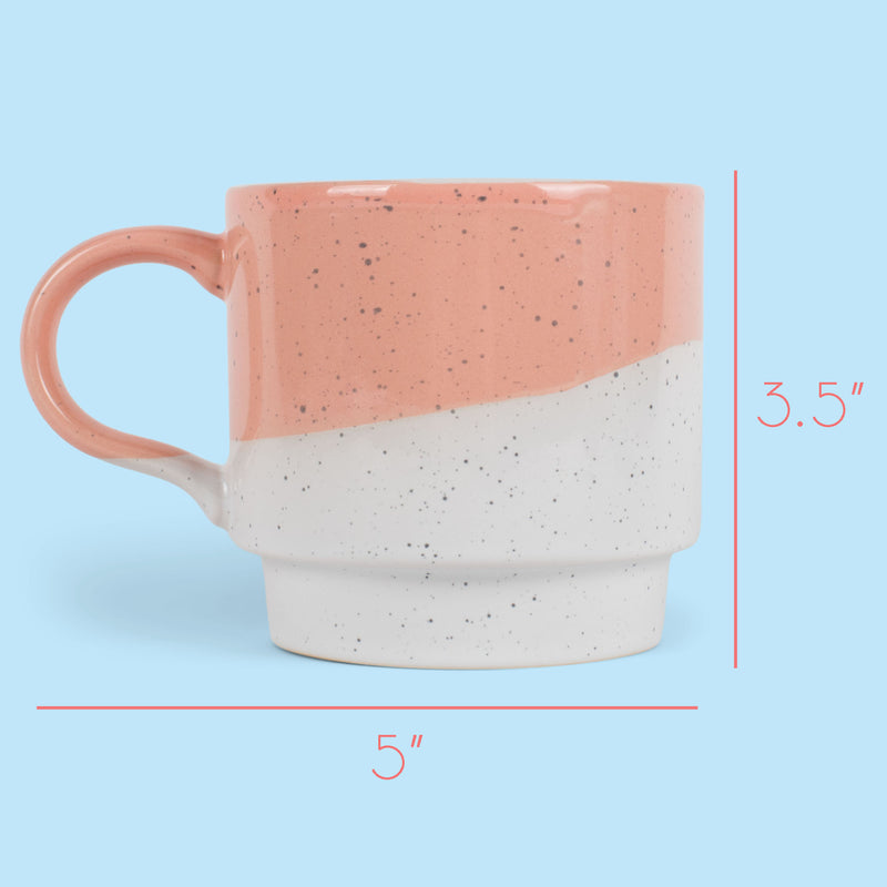 100 North Get It Girl Peach Diagonal 13 ounce Ceramic Coffee Mug