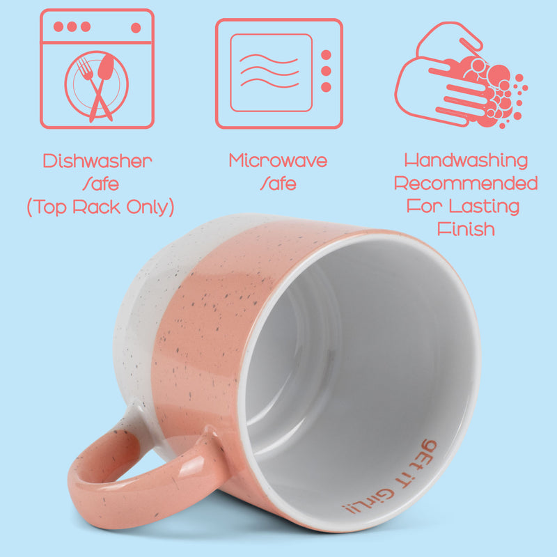 100 North Get It Girl Peach Diagonal 13 ounce Ceramic Coffee Mug