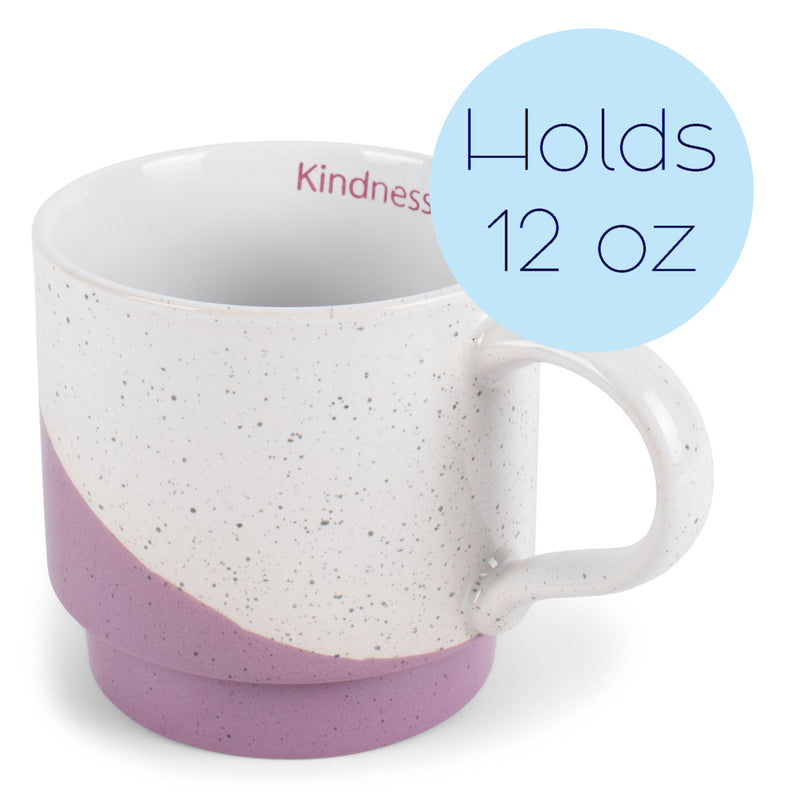100 North Kindness Wins Purple Diagonal 13 ounce Ceramic Coffee Mugs Pack of 4