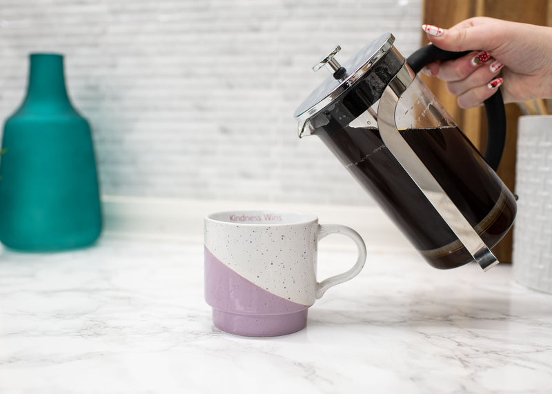 100 North Kindness Wins Purple Diagonal 13 ounce Ceramic Coffee Mug