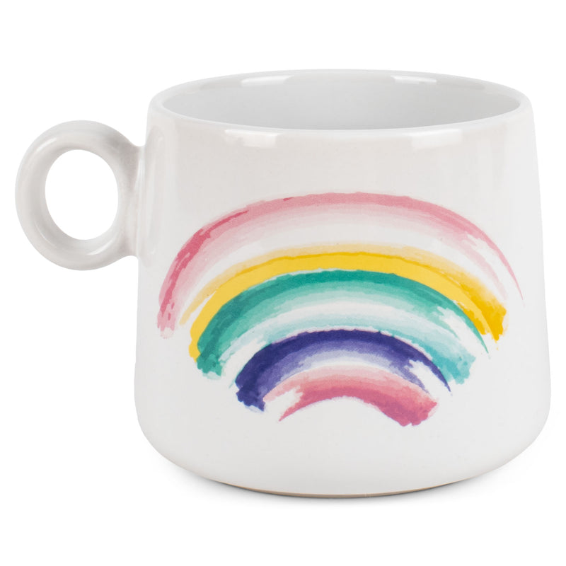100 North Rainbow Star 14.5 ounce Ceramic Coffee Mugs Pack of 4