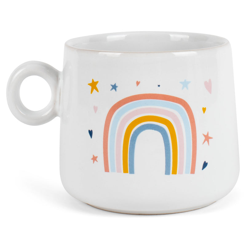 100 North Rainbow Good Vibes Only 14.5 ounce Ceramic Coffee Mugs Pack of 4