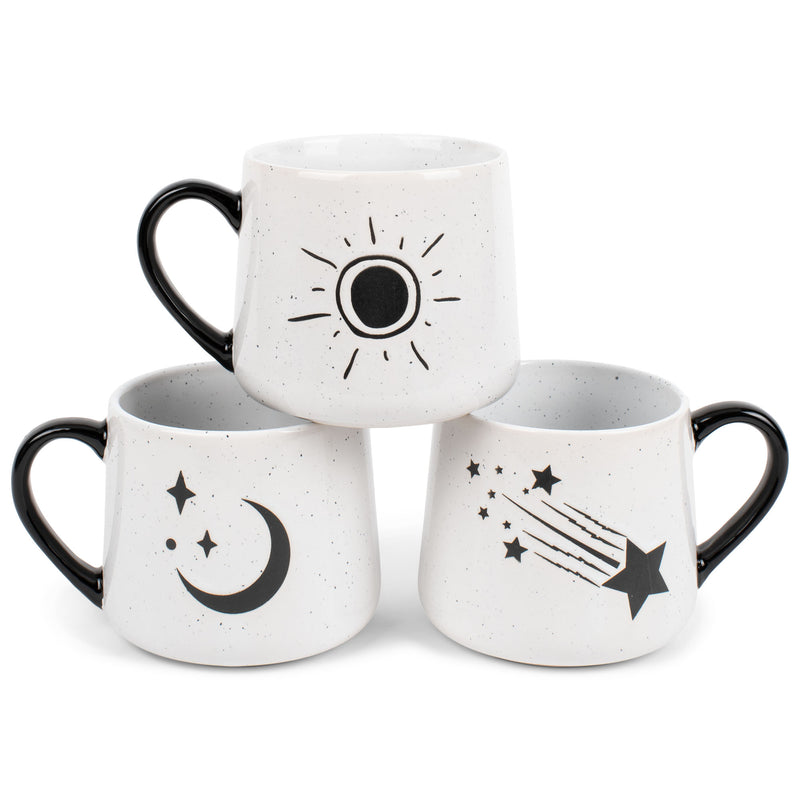100 North Astrological Bodies 13 ounce Ceramic Coffee Mugs Set of 3