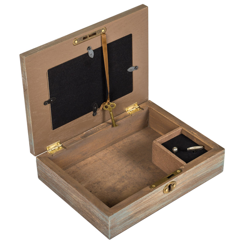 Home décor keepsake and trinket box made with hidden musical mechanism inside