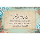 Top down view of Sister Together Heart to Heart Distressed Wood Jewelry and Music Box