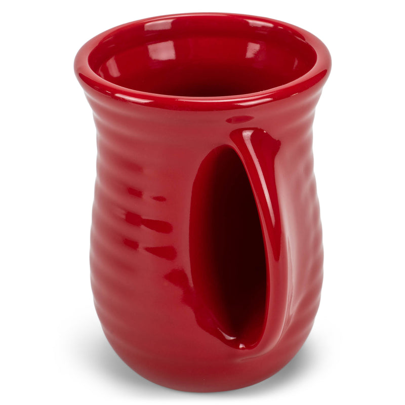 Elanze Designs Ribbed 14 ounce Ceramic Stoneware Handwarmer Mug, Red