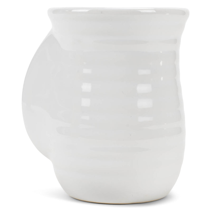 Elanze Designs Ribbed 14 ounce Ceramic Stoneware Handwarmer Mug, White