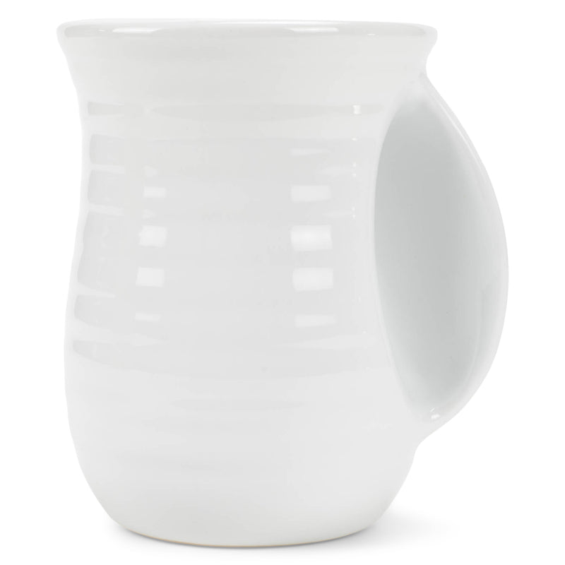 Elanze Designs Ribbed 14 ounce Ceramic Stoneware Handwarmer Mug, White