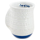 Cup of Cozy Nordic Knit 14 ounce Ceramic Stoneware Handwarmer Coffee Mug, Navy Blue