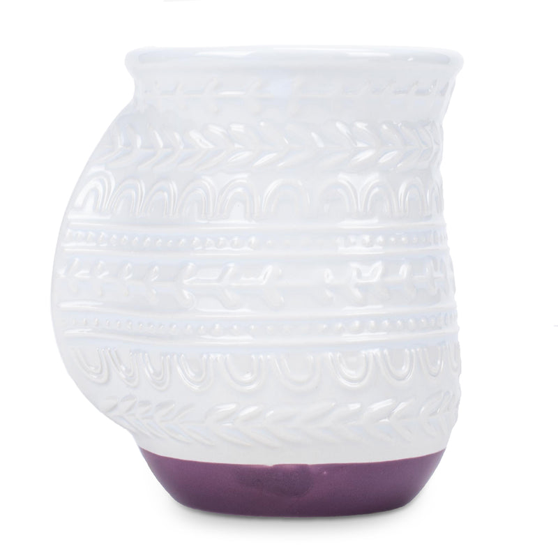 Cup of Cozy Nordic Knit 14 ounce Ceramic Stoneware Handwarmer Coffee Mug, Purple