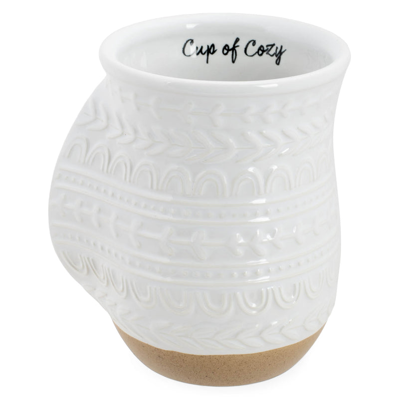 Cup of Cozy Nordic Knit 14 ounce Ceramic Stoneware Handwarmer Coffee Mug, Raw Clay