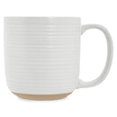 Elanze Designs Ribbed Ceramic Stoneware 16 ounce Raw Clay Bottom Coffee Mugs Set of 4, White