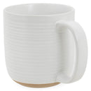 Elanze Designs Ribbed Ceramic Stoneware 16 ounce Raw Clay Bottom Coffee Mugs Set of 4, White