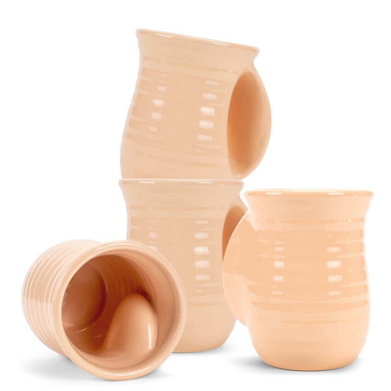 Elanze Designs Ribbed 14 ounce Ceramic Stoneware Handwarmer Mugs Set of 4, Blush Pink