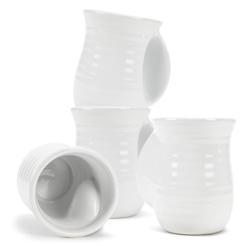 Elanze Designs Ribbed 14 ounce Ceramic Stoneware Handwarmer Mugs Set of 4, White