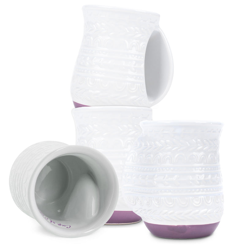 Cup of Cozy Nordic Knit 14 ounce Ceramic Stoneware Handwarmer Coffee Mug Set of 4, Purple