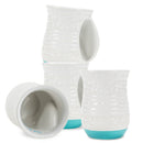 Cup of Cozy Nordic Knit 14 ounce Ceramic Stoneware Handwarmer Coffee Mug Set of 4, Teal