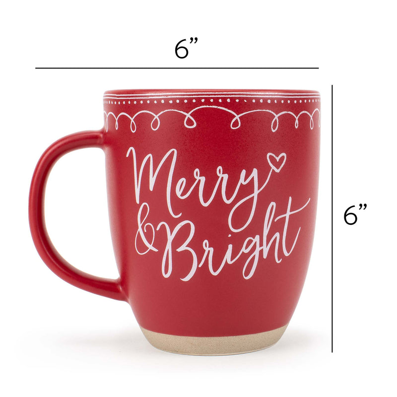 Elanze Designs Merry Raw Clay Bottom Red 13 ounce Ceramic Christmas Coffee Mug