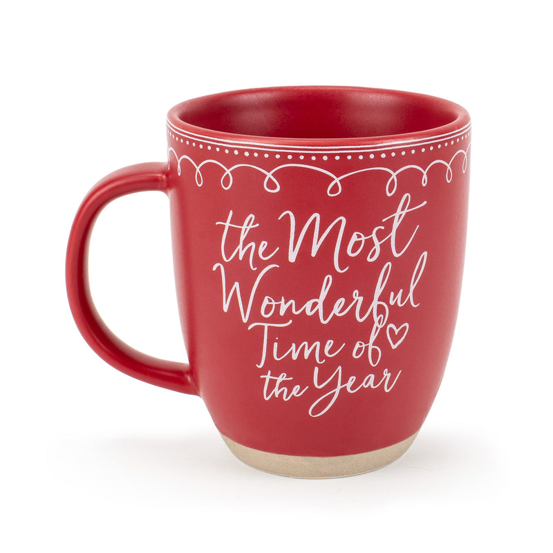 Elanze Designs Wonderful Raw Clay Bottom Red 13 ounce Ceramic Christmas Coffee Mug