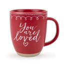 Elanze Designs Loved Raw Clay Bottom Red 13 ounce Ceramic Christmas Coffee Mug