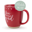 Elanze Designs Loved Raw Clay Bottom Red 13 ounce Ceramic Christmas Coffee Mug