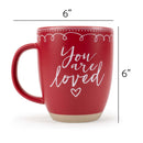 Elanze Designs Loved Raw Clay Bottom Red 13 ounce Ceramic Christmas Coffee Mug