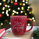 Elanze Designs Loved Raw Clay Bottom Red 13 ounce Ceramic Christmas Coffee Mug