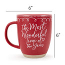 Elanze Designs Wonderful Raw Clay Bottom Red 13 ounce Ceramic Christmas Coffee Mugs Set of 4