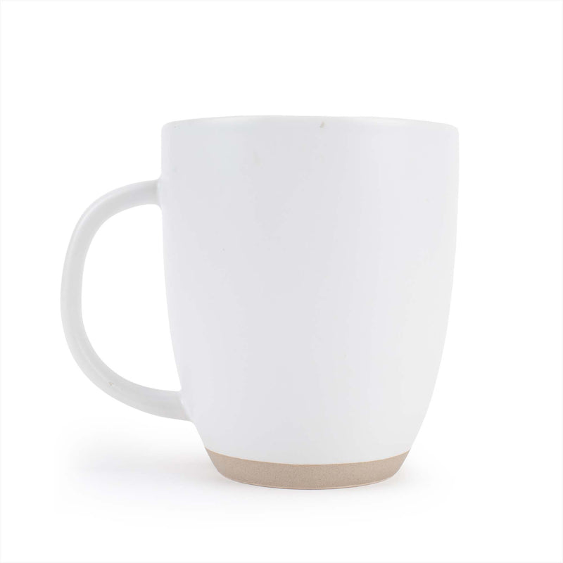 Elanze Designs Raw Clay Bottom White 13 ounce Ceramic Coffee Mugs Set of 4