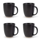 Elanze Designs Raw Clay Bottom Black 13 ounce Ceramic Coffee Mugs Set of 4
