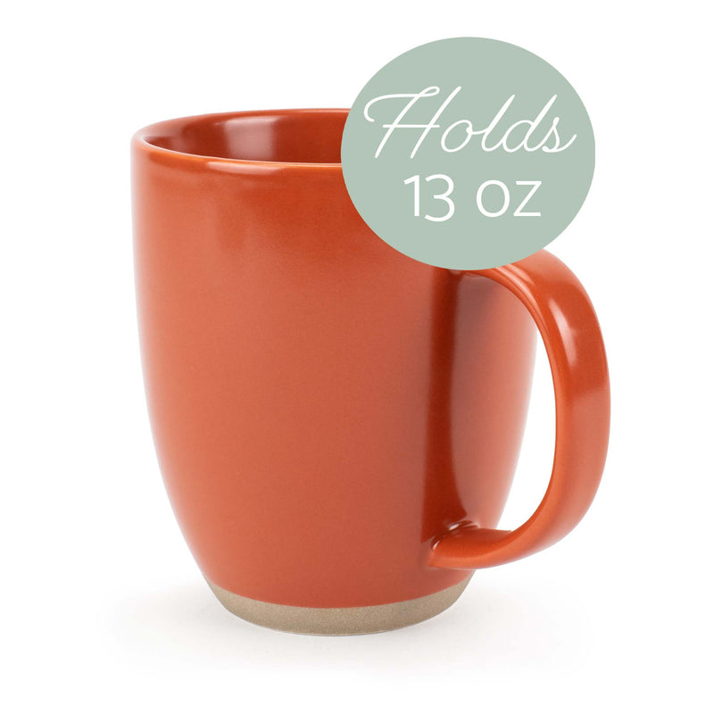 Elanze Designs Raw Clay Bottom Rust Red 13 ounce Ceramic Coffee Mugs Set of 4