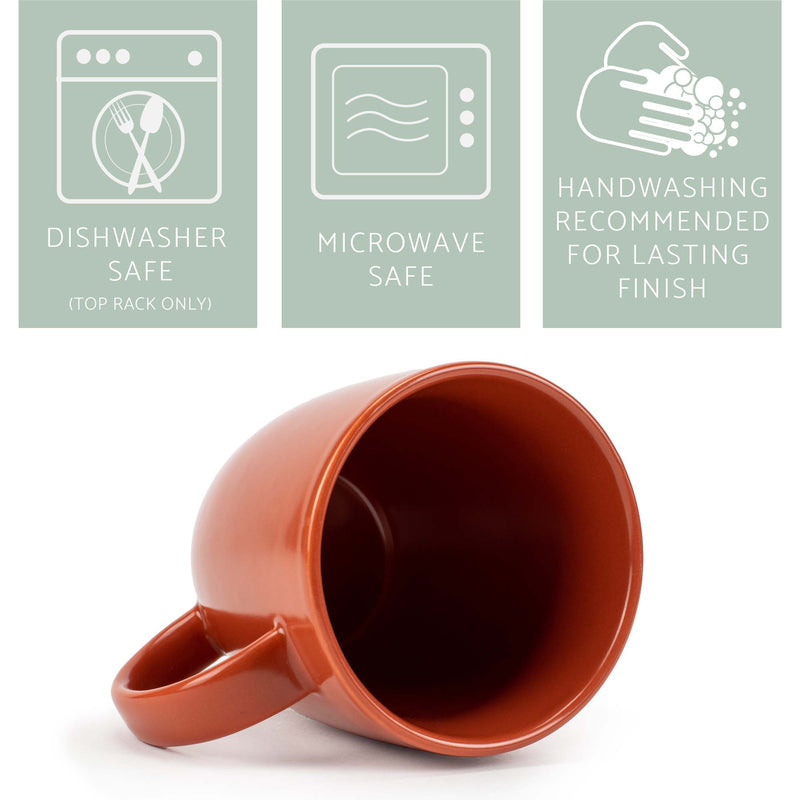Elanze Designs Raw Clay Bottom Rust Red 13 ounce Ceramic Coffee Mugs Set of 4