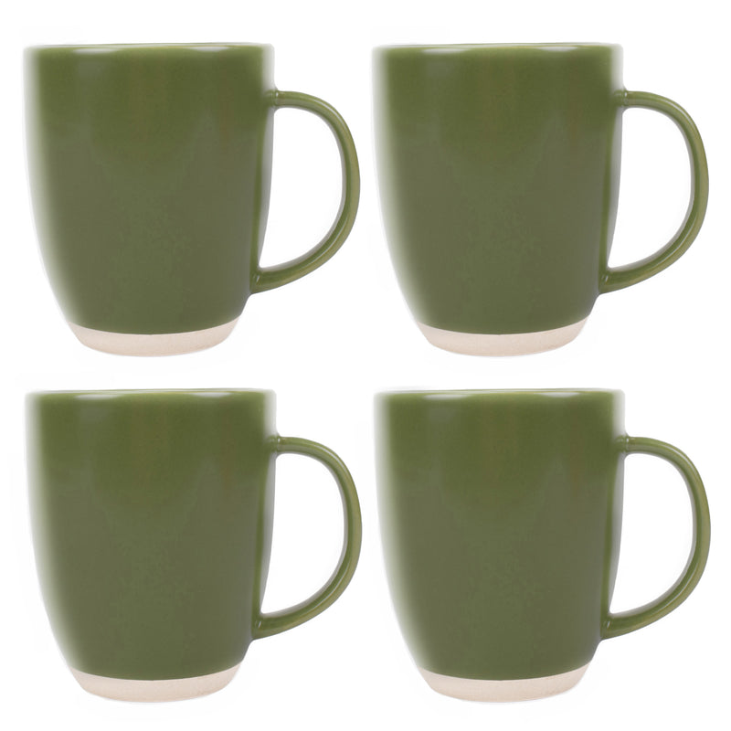 Elanze Designs Raw Clay Bottom Sage Green 13 ounce Ceramic Coffee Mugs Set of 4