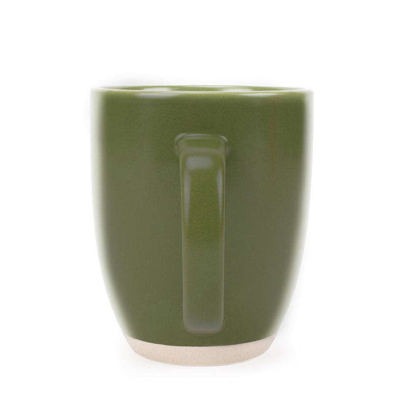 Elanze Designs Raw Clay Bottom Sage Green 13 ounce Ceramic Coffee Mugs Set of 4