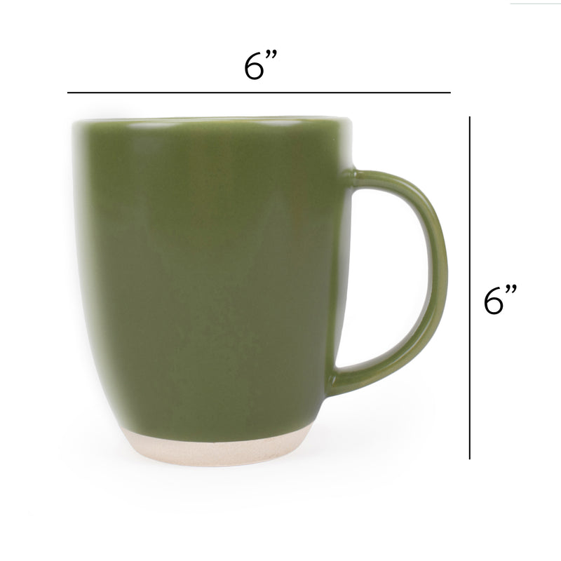 Elanze Designs Raw Clay Bottom Sage Green 13 ounce Ceramic Coffee Mugs Set of 4